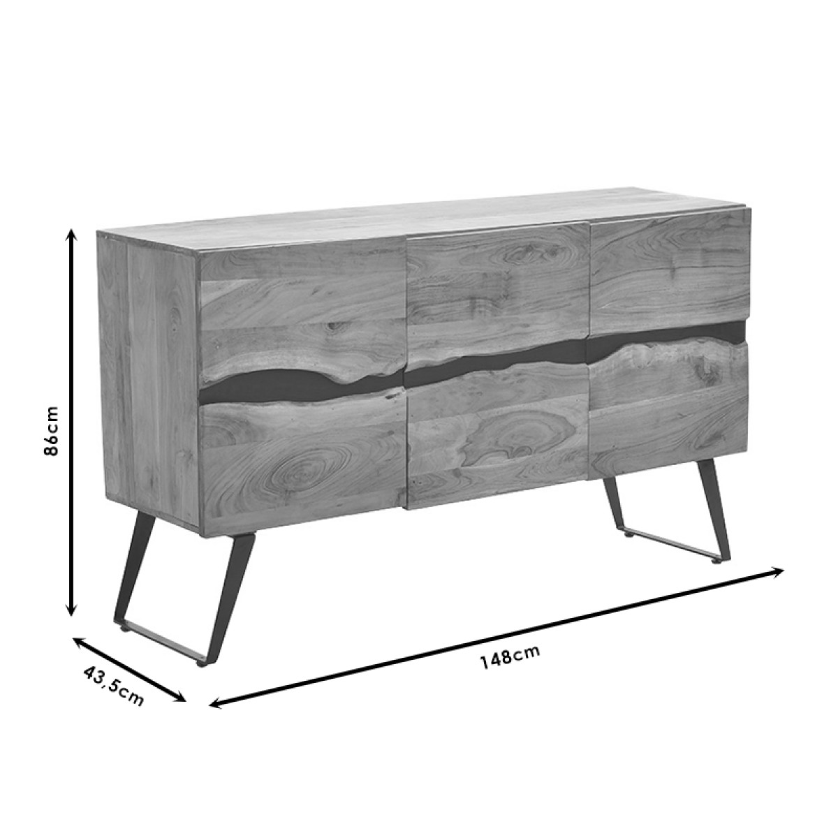 Μπουφές Imena pakoworld μασίφ ξύλο 4εκ φυσικό-μαύρο 148x43.5x86εκ Μπουφές Imena pakoworld μασίφ ξύλο 4εκ φυσικό-μαύρο 148x43.5x86εκ