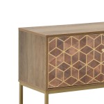 Έπιπλο τηλεόρασης Brilo Inart καφέ-χρυσό ξύλο 145x39x55εκ Έπιπλο τηλεόρασης Brilo Inart καφέ-χρυσό ξύλο 145x39x55εκ