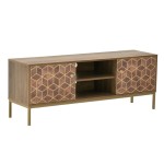 Έπιπλο τηλεόρασης Brilo Inart καφέ-χρυσό ξύλο 145x39x55εκ Έπιπλο τηλεόρασης Brilo Inart καφέ-χρυσό ξύλο 145x39x55εκ