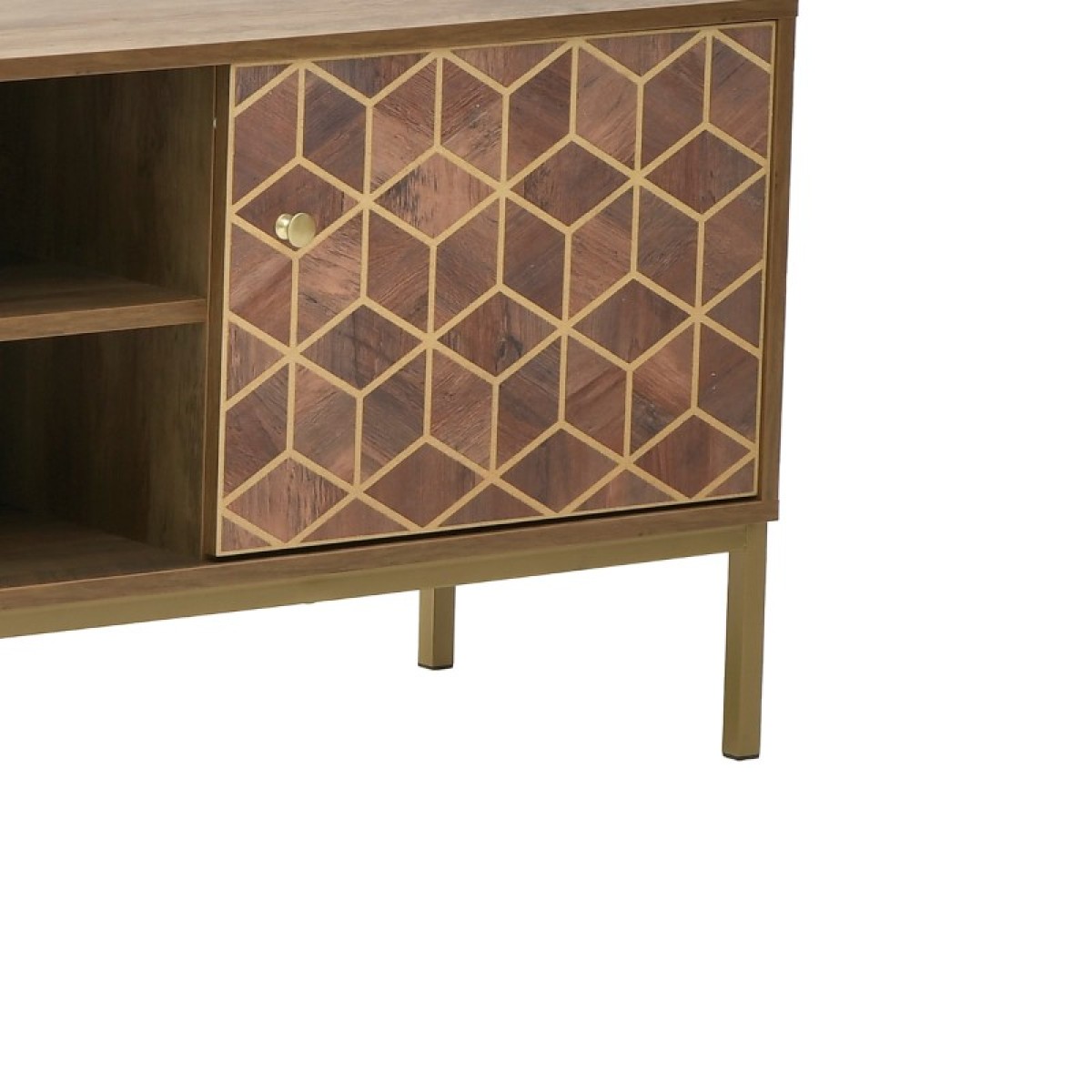 Έπιπλο τηλεόρασης Brilo Inart καφέ-χρυσό ξύλο 145x39x55εκ Έπιπλο τηλεόρασης Brilo Inart καφέ-χρυσό ξύλο 145x39x55εκ