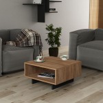 Τραπέζι σαλονιού Hola pakoworld φυσικό-ανθρακί 60x60x32εκ Τραπέζι σαλονιού Hola pakoworld φυσικό-ανθρακί 60x60x32εκ