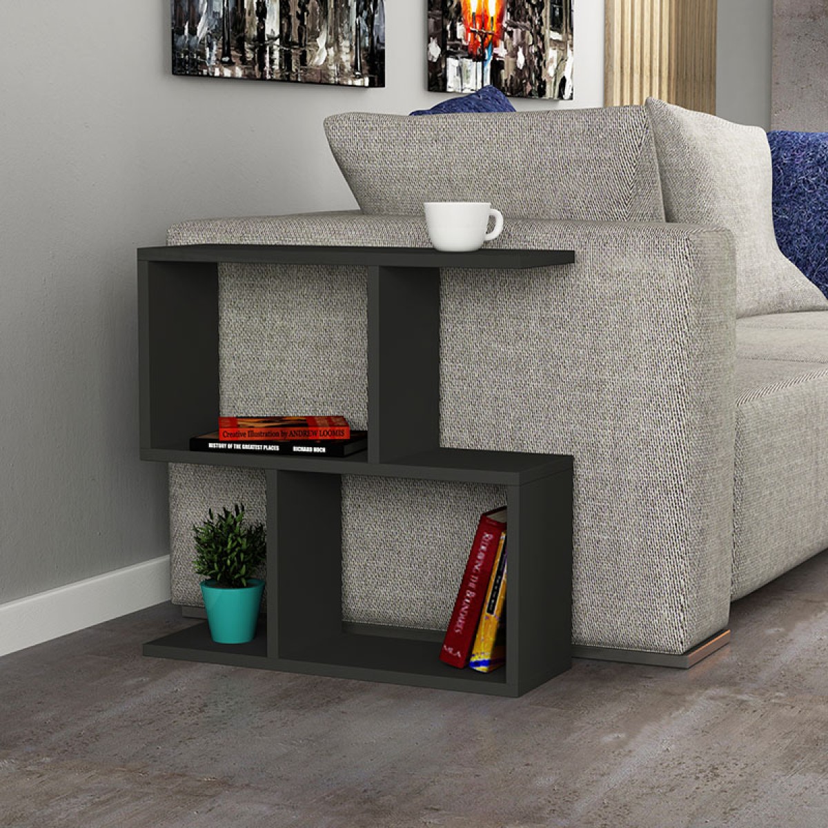Βοηθητικό τραπέζι Homemania pakoworld χρώμα ανθρακί 60x20x60εκ Βοηθητικό τραπέζι Homemania pakoworld χρώμα ανθρακί 60x20x60εκ