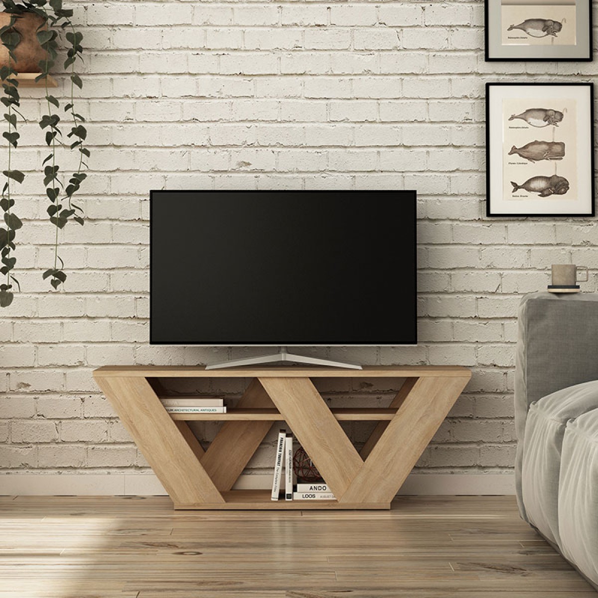 Έπιπλο τηλεόρασης Pipralla pakoworld φυσικό 110x30x40εκ Έπιπλο τηλεόρασης Pipralla pakoworld φυσικό 110x30x40εκ