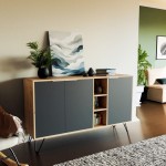 Μπουφές Clara pakoworld χρώμα light oak-ανθρακί 142x35.5x83εκ Μπουφές Clara pakoworld χρώμα light oak-ανθρακί 142x35.5x83εκ