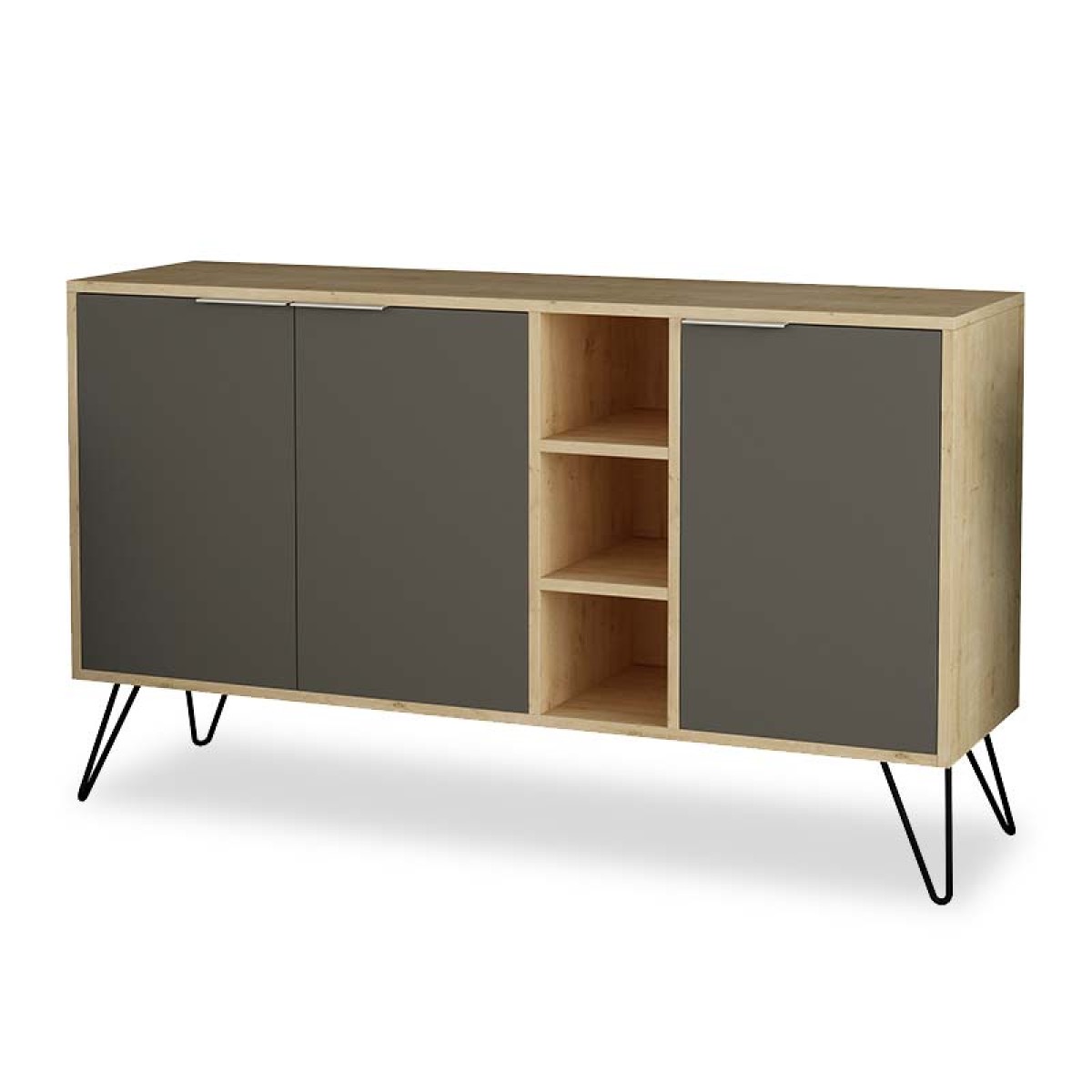 Μπουφές Clara pakoworld χρώμα light oak-ανθρακί 142x35.5x83εκ Μπουφές Clara pakoworld χρώμα light oak-ανθρακί 142x35.5x83εκ