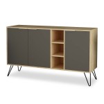 Μπουφές Clara pakoworld χρώμα light oak-ανθρακί 142x35.5x83εκ Μπουφές Clara pakoworld χρώμα light oak-ανθρακί 142x35.5x83εκ
