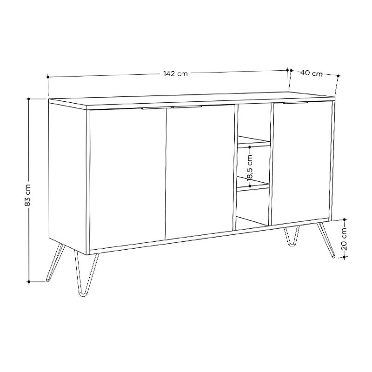Μπουφές Clara pakoworld χρώμα light oak-ανθρακί 142x35.5x83εκ Μπουφές Clara pakoworld χρώμα light oak-ανθρακί 142x35.5x83εκ