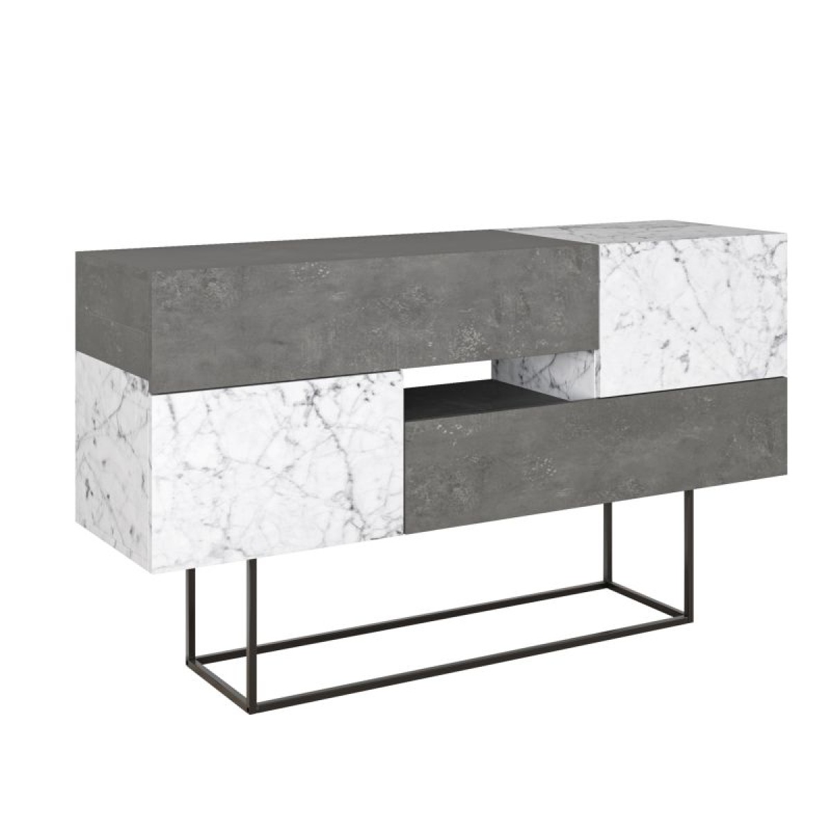 Μπουφές Roberta pakoworld γκρι antique-λευκό μαρμάρου 145x40x82εκ Μπουφές Roberta pakoworld γκρι antique-λευκό μαρμάρου 145x40x82εκ