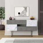 Μπουφές Roberta pakoworld γκρι antique-λευκό μαρμάρου 145x40x82εκ Μπουφές Roberta pakoworld γκρι antique-λευκό μαρμάρου 145x40x82εκ