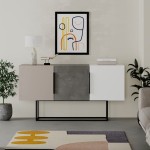 Μπουφές Estella pakoworld γκρι antique-μόκα-λευκό 150x42x79.5εκ Μπουφές Estella pakoworld γκρι antique-μόκα-λευκό 150x42x79.5εκ