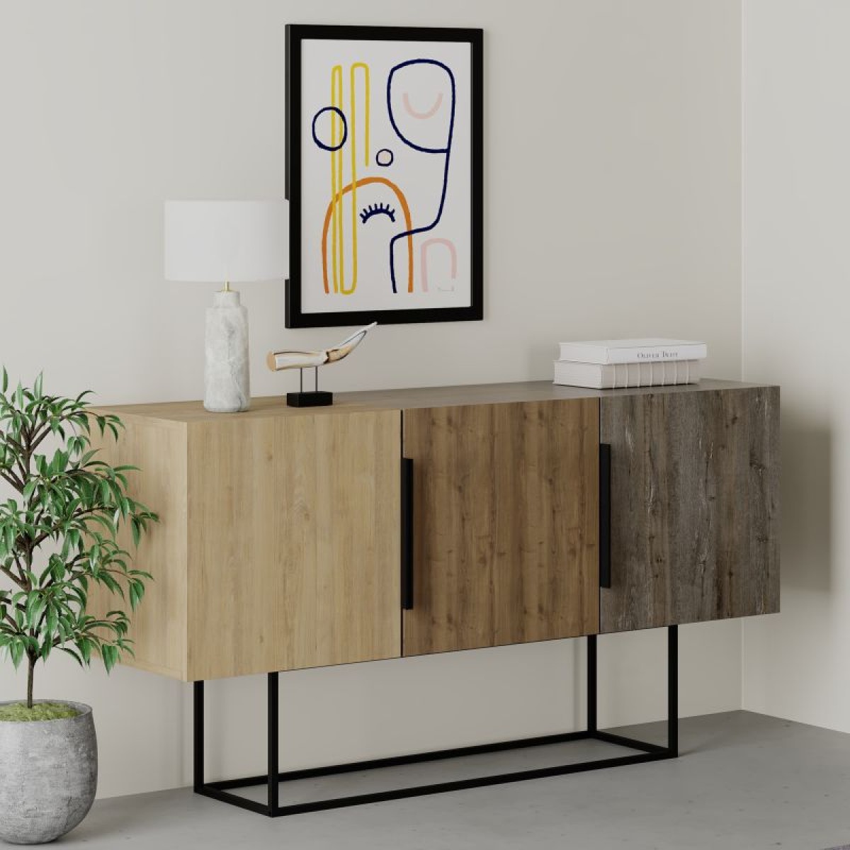 Μπουφές Estella pakoworld φυσικό-καρυδί 150x42x79.5εκ Μπουφές Estella pakoworld φυσικό-καρυδί 150x42x79.5εκ