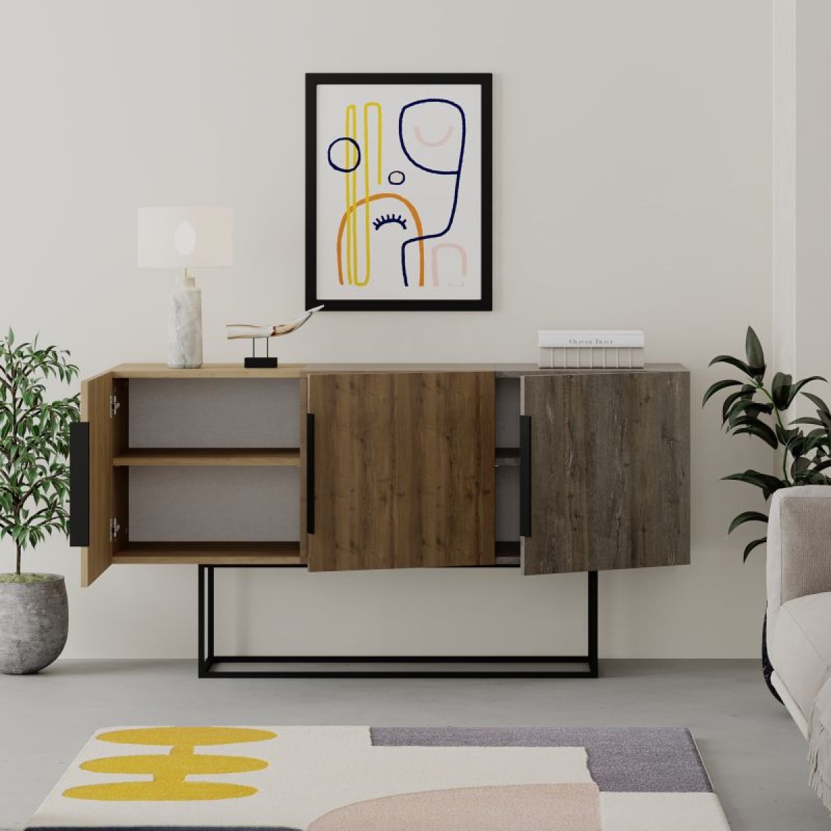 Μπουφές Estella pakoworld φυσικό-καρυδί 150x42x79.5εκ Μπουφές Estella pakoworld φυσικό-καρυδί 150x42x79.5εκ