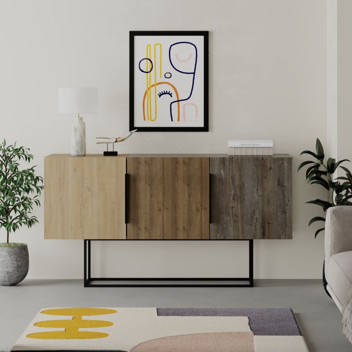 Μπουφές Estella pakoworld φυσικό-καρυδί 150x42x79.5εκ Μπουφές Estella pakoworld φυσικό-καρυδί 150x42x79.5εκ
