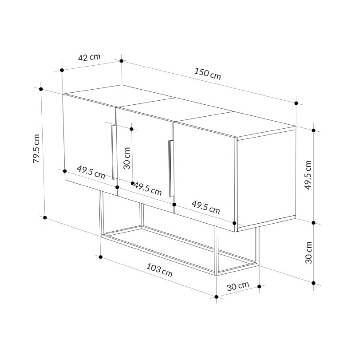Μπουφές Estella pakoworld φυσικό-καρυδί 150x42x79.5εκ Μπουφές Estella pakoworld φυσικό-καρυδί 150x42x79.5εκ