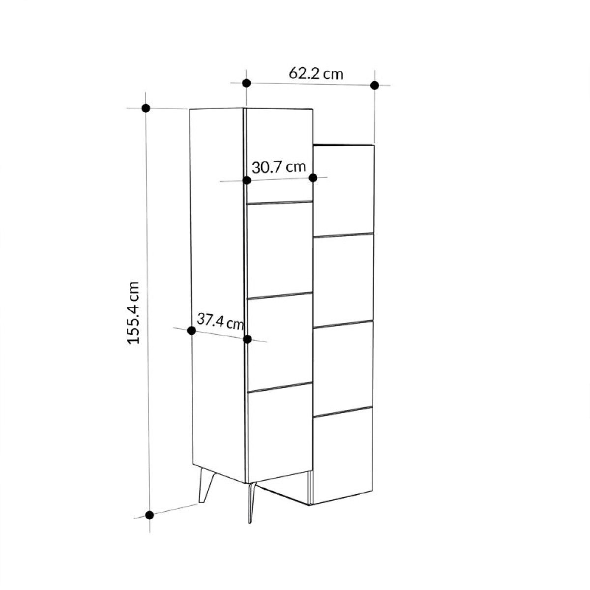 Ντουλάπι-στήλη Romane pakoworld μόκα 62.2x37.4x155.4εκ Ντουλάπι-στήλη Romane pakoworld μόκα 62.2x37.4x155.4εκ
