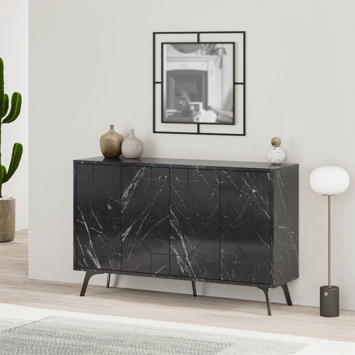 Μπουφές Ursula pakoworld μαύρο μαρμάρου 123x35x77.5εκ Μπουφές Ursula pakoworld μαύρο μαρμάρου 123x35x77.5εκ