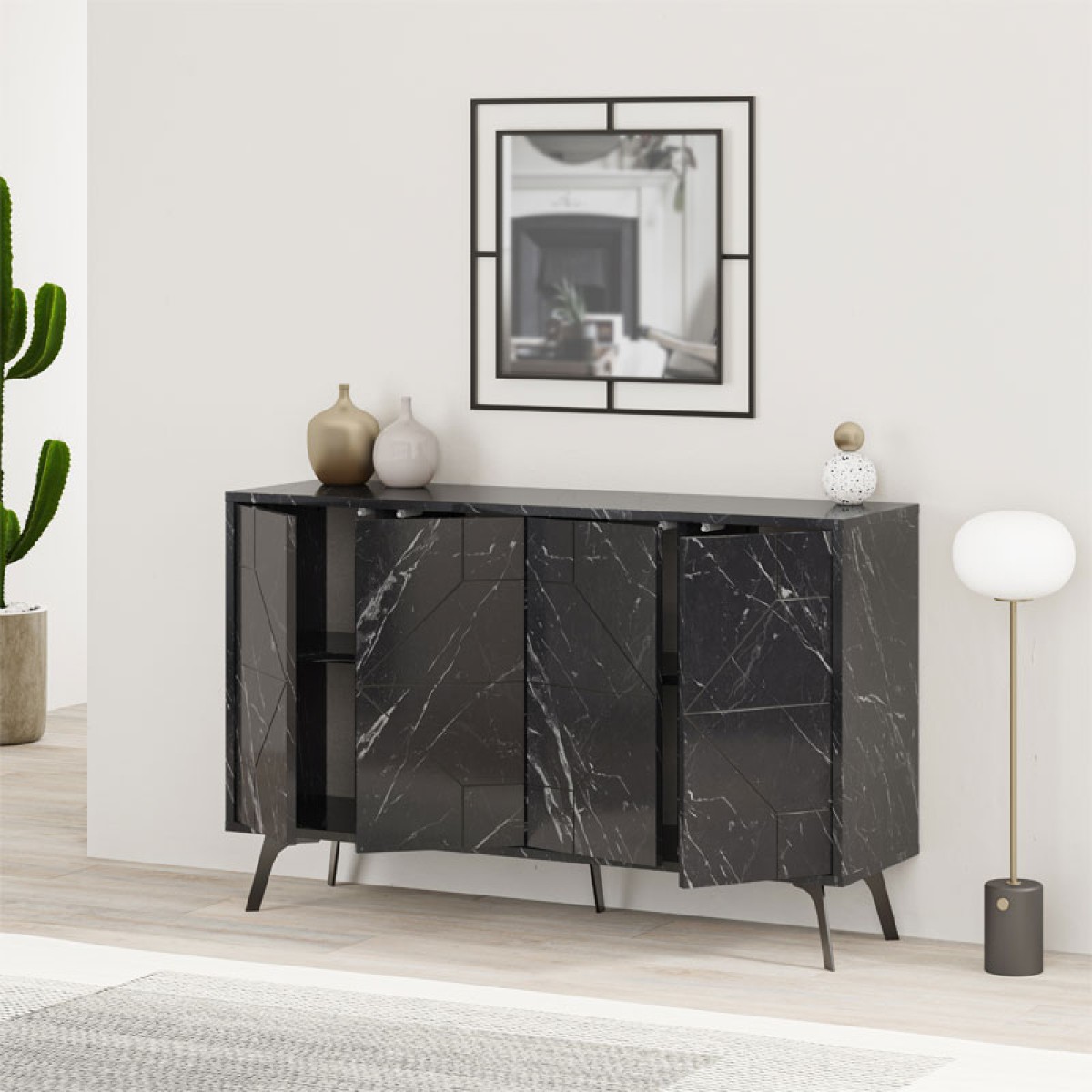 Μπουφές Ursula pakoworld μαύρο μαρμάρου 123x35x77.5εκ Μπουφές Ursula pakoworld μαύρο μαρμάρου 123x35x77.5εκ