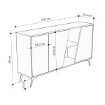 Μπουφές Hana pakoworld φυσικό-ανθρακί antique 150x35.5x82εκ Μπουφές Hana pakoworld φυσικό-ανθρακί antique 150x35.5x82εκ
