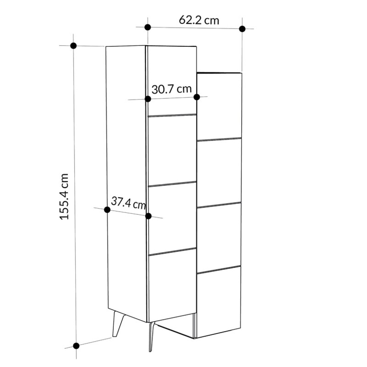 Ντουλάπι-στήλη Romane pakoworld φυσικό 62.2x37.4x155.4εκ Ντουλάπι-στήλη Romane pakoworld φυσικό 62.2x37.4x155.4εκ