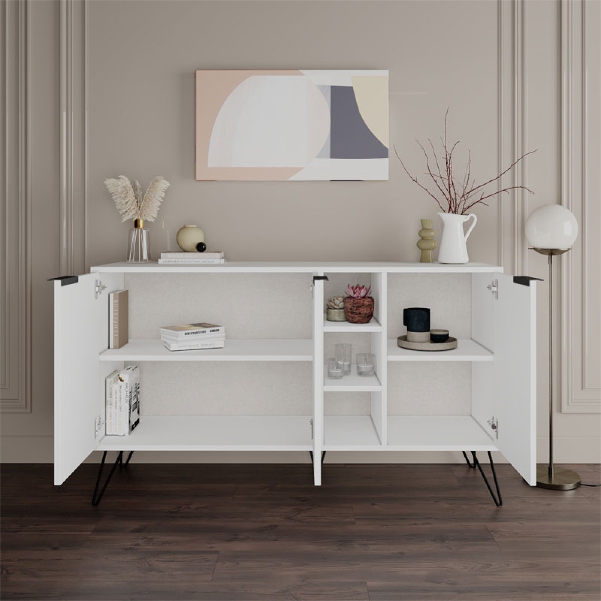 Μπουφές Clara pakoworld λευκό 142x35.5x83εκ Μπουφές Clara pakoworld λευκό 142x35.5x83εκ