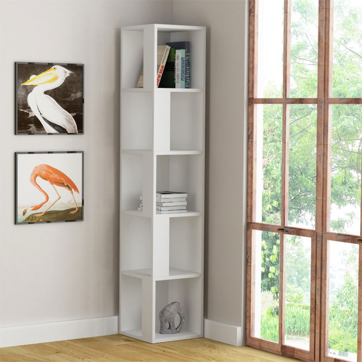 Βιβλιoθήκη στήλη Raphael pakoworld λευκό 31.5x31.5x159εκ Βιβλιoθήκη στήλη Raphael pakoworld λευκό 31.5x31.5x159εκ