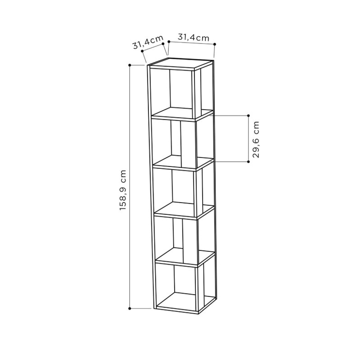 Βιβλιoθήκη στήλη Raphael pakoworld φυσικό 31,5x31,5x159εκ Βιβλιoθήκη στήλη Raphael pakoworld φυσικό 31,5x31,5x159εκ