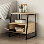 Κομοδίνο Johana pakoworld μαύρο-oak 45x40x50εκ Κομοδίνο Johana pakoworld μαύρο-oak 45x40x50εκ