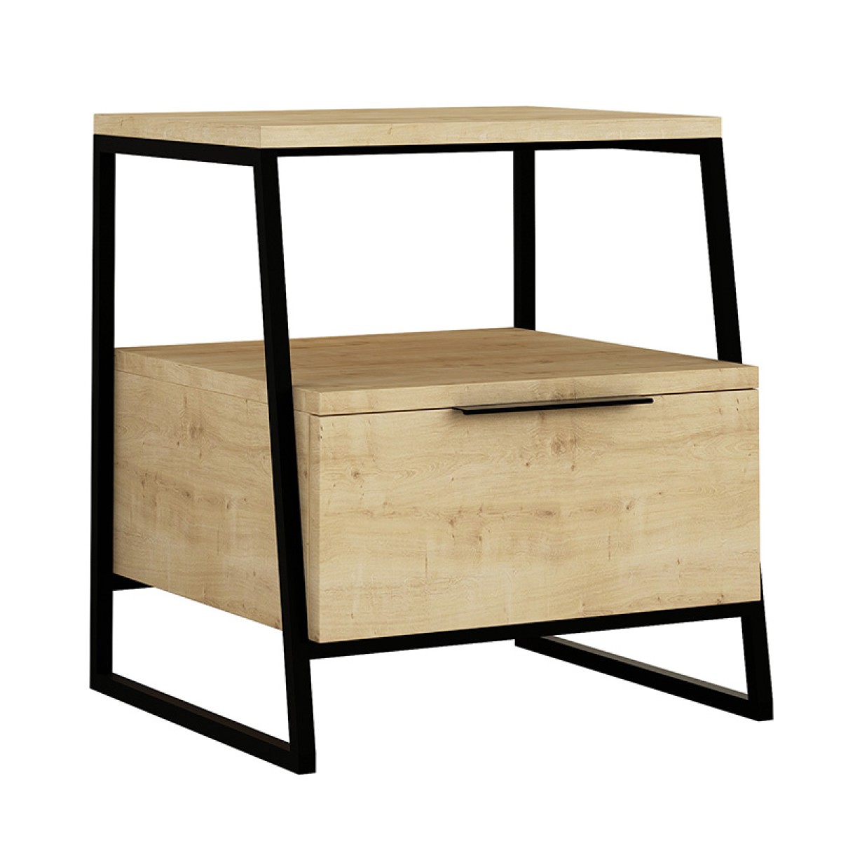 Κομοδίνο Johana pakoworld μαύρο-oak 45x40x50εκ Κομοδίνο Johana pakoworld μαύρο-oak 45x40x50εκ