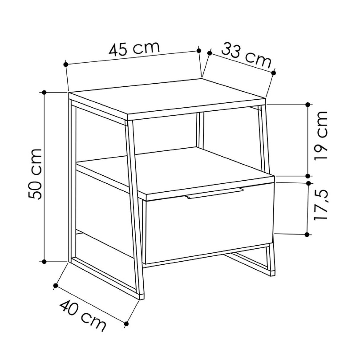 Κομοδίνο Johana pakoworld μαύρο-oak 45x40x50εκ Κομοδίνο Johana pakoworld μαύρο-oak 45x40x50εκ