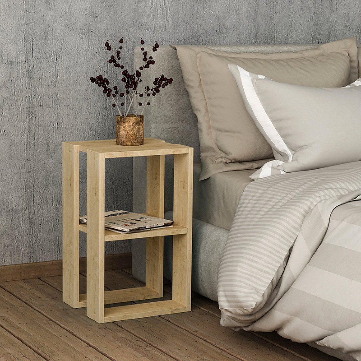 Κομοδίνο Passion pakoworld oak 34x30x55εκ Κομοδίνο Passion pakoworld oak 34x30x55εκ