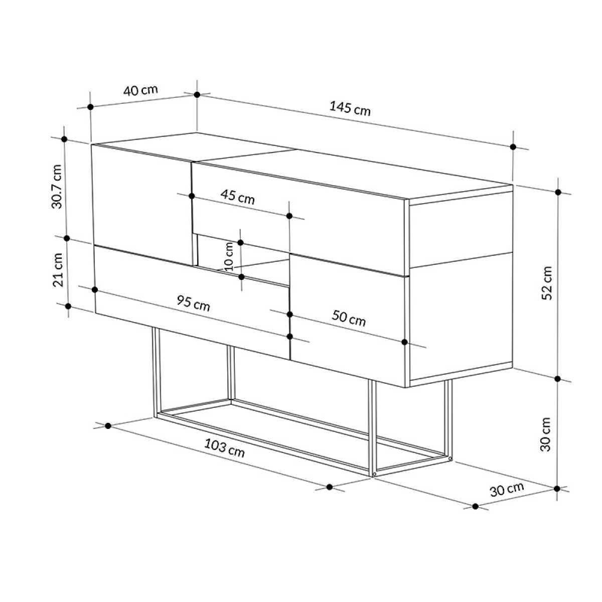 Μπουφές Roberta pakoworld μόκα-λευκό μαρμάρου 145x40x82εκ Μπουφές Roberta pakoworld μόκα-λευκό μαρμάρου 145x40x82εκ