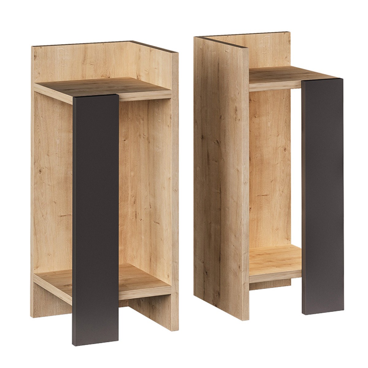Κομοδίνο Immerse pakoworld σετ 2 τμχ. oak-ανθρακί 27x25x60εκ Κομοδίνο Immerse pakoworld σετ 2 τμχ. oak-ανθρακί 27x25x60εκ