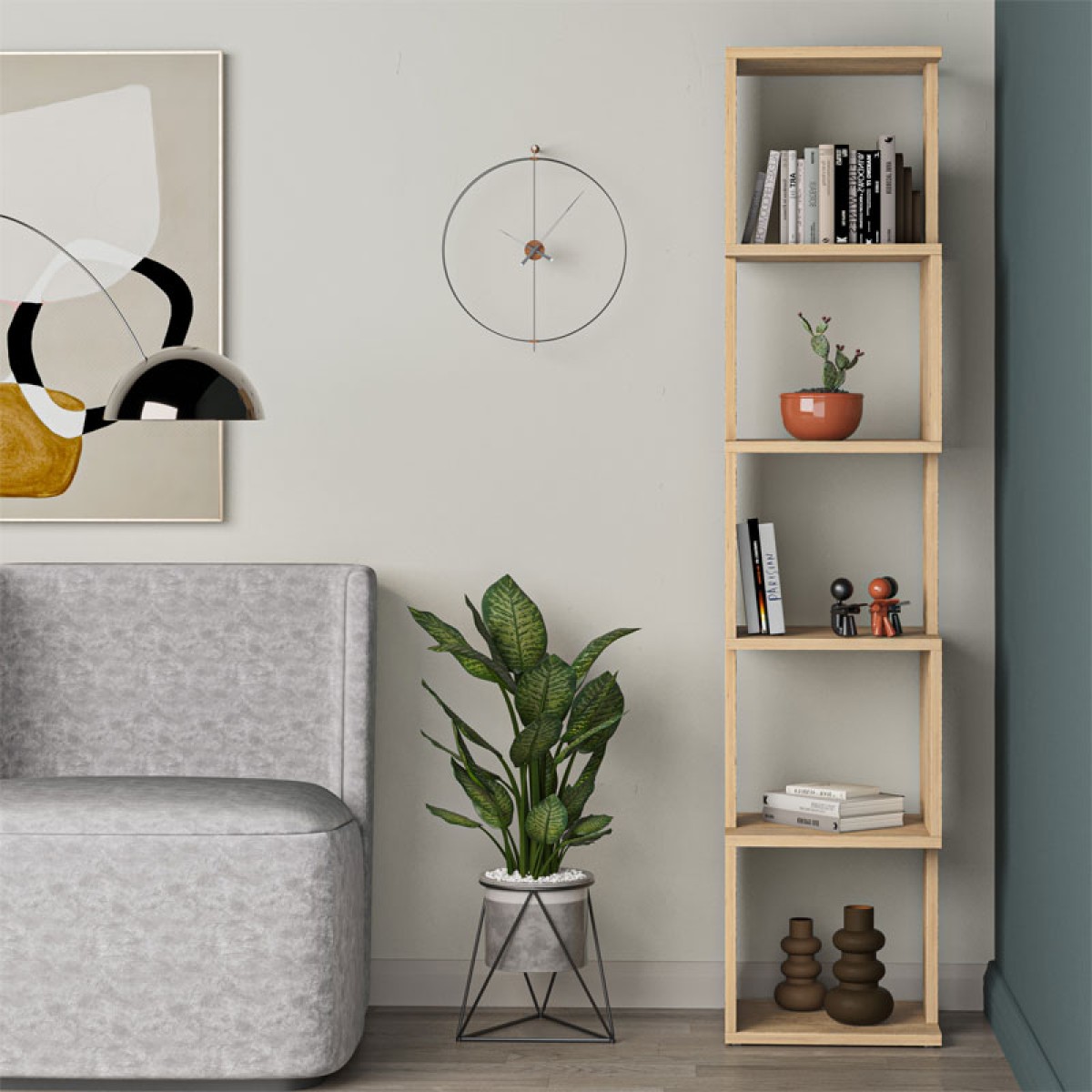 Βιβλιοθήκη - στήλη Piri pakoworld oak μελαμίνης 35x30x161εκ Βιβλιοθήκη - στήλη Piri pakoworld oak μελαμίνης 35x30x161εκ