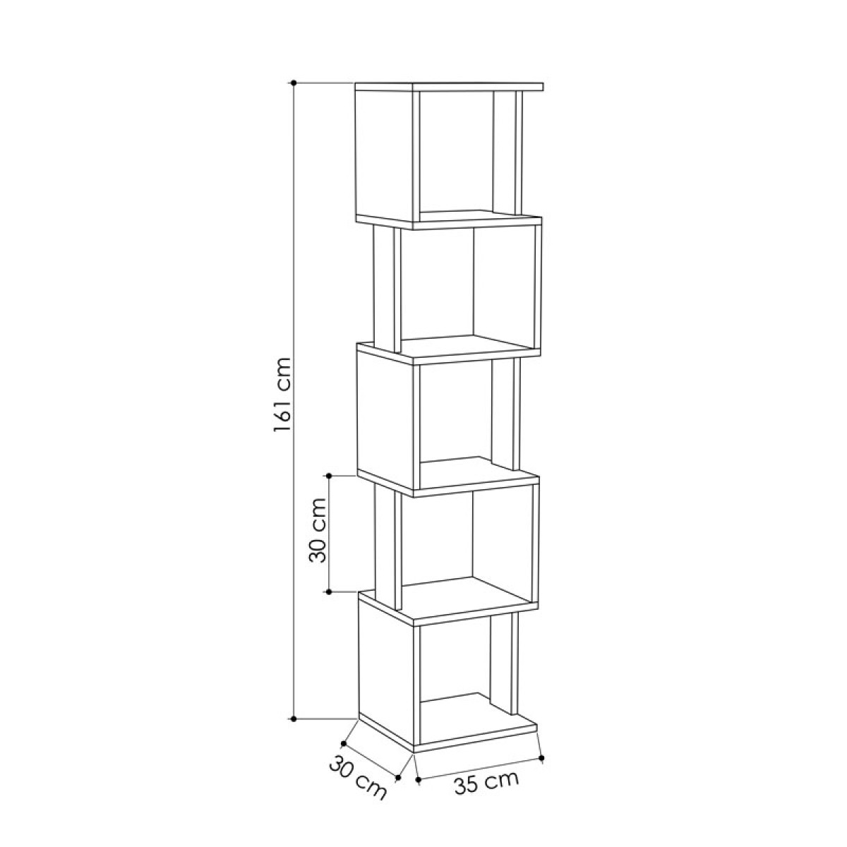 Βιβλιοθήκη - στήλη Piri pakoworld oak μελαμίνης 35x30x161εκ Βιβλιοθήκη - στήλη Piri pakoworld oak μελαμίνης 35x30x161εκ