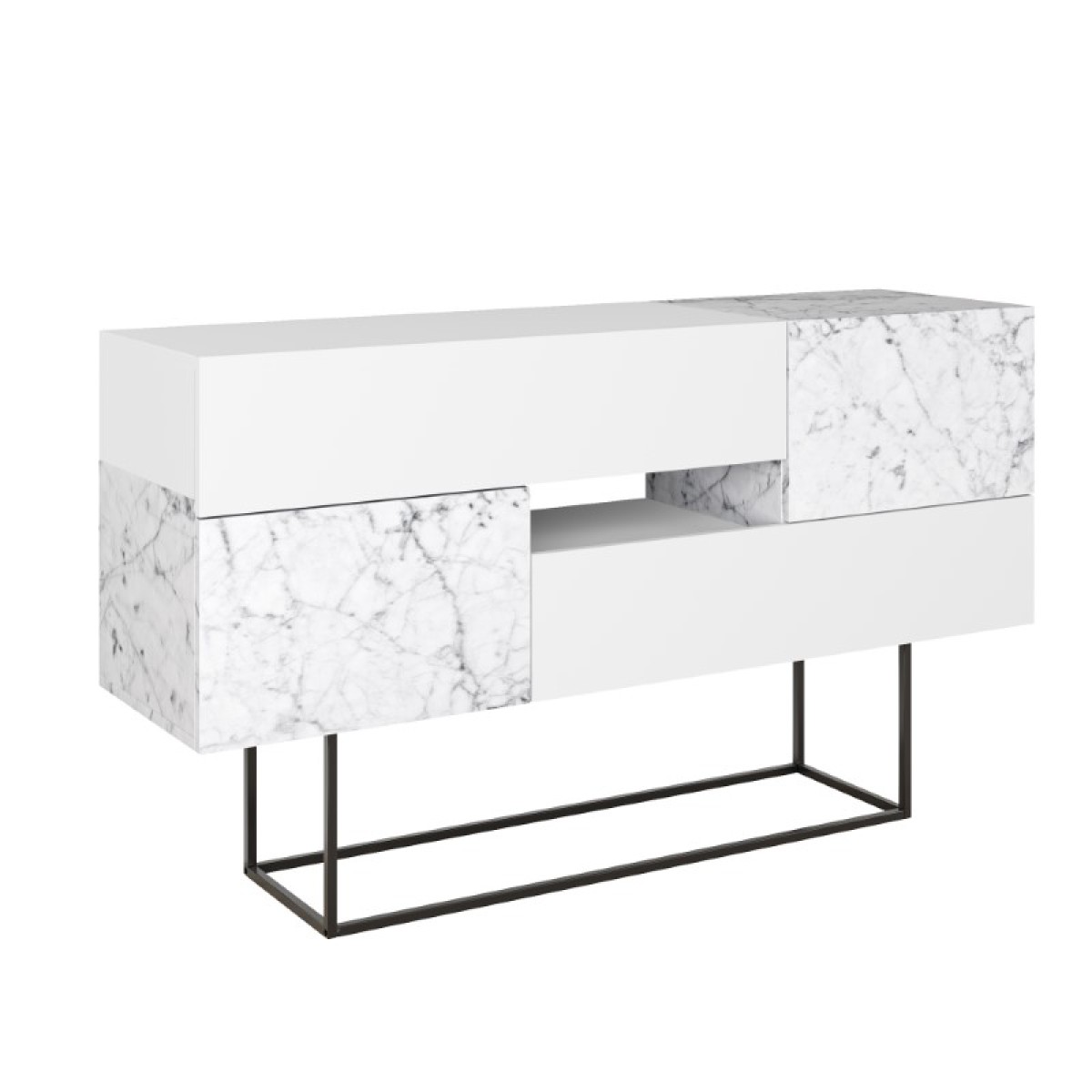 Μπουφές Roberta pakoworld μελαμίνης λευκό μαρμάρου 145x40x82εκ Μπουφές Roberta pakoworld μελαμίνης λευκό μαρμάρου 145x40x82εκ