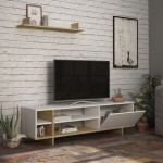 Σύνθετο σαλονιού Saloon pakoworld σε λευκή-oak απόχρωση 160x35.5x44εκ Σύνθετο σαλονιού Saloon pakoworld σε λευκή-oak απόχρωση 160x35.5x44εκ
