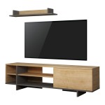 Σύνθετο σαλονιού Saloon pakoworld σε ανθρακί-oak απόχρωση 160x35.5x44εκ Σύνθετο σαλονιού Saloon pakoworld σε ανθρακί-oak απόχρωση 160x35.5x44εκ
