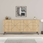 Μπουφές Dune pakoworld σε φυσική απόχρωση 181x35x77.4εκ