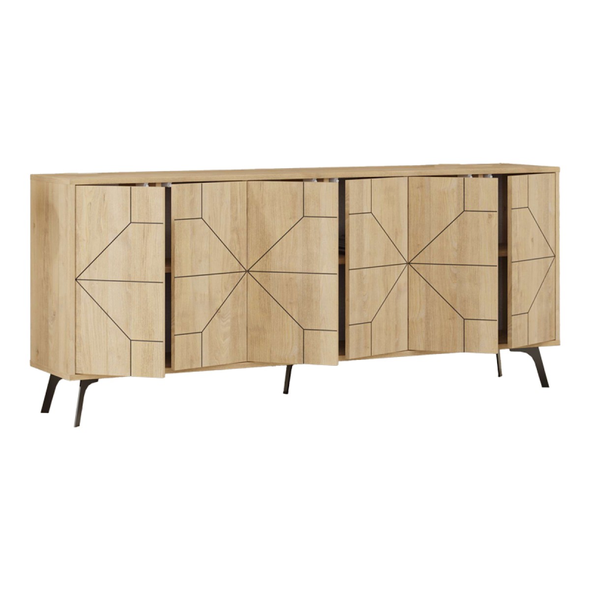 Μπουφές Dune pakoworld σε φυσική απόχρωση 181x35x77.4εκ