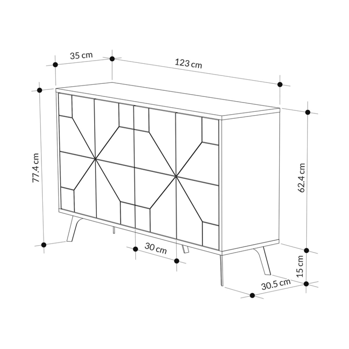 Μπουφές Dune pakoworld σε καρυδί απόχρωση 123x35x77.4εκ Μπουφές Dune pakoworld σε καρυδί απόχρωση 123x35x77.4εκ