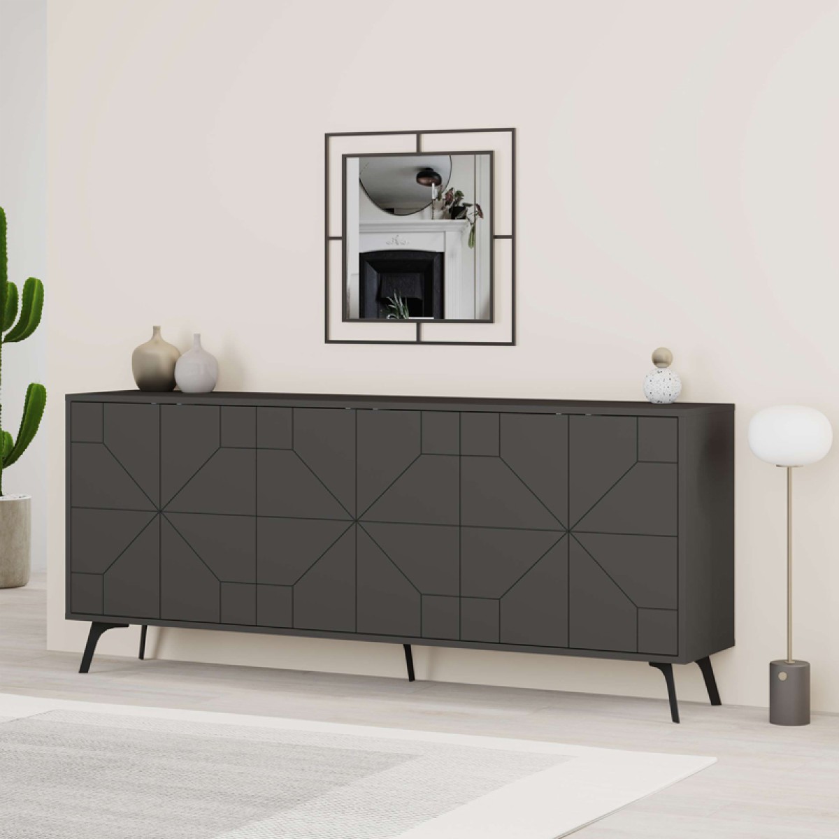 Μπουφές Dune pakoworld σε ανθρακί απόχρωση 181x35x77.4εκ Μπουφές Dune pakoworld σε ανθρακί απόχρωση 181x35x77.4εκ