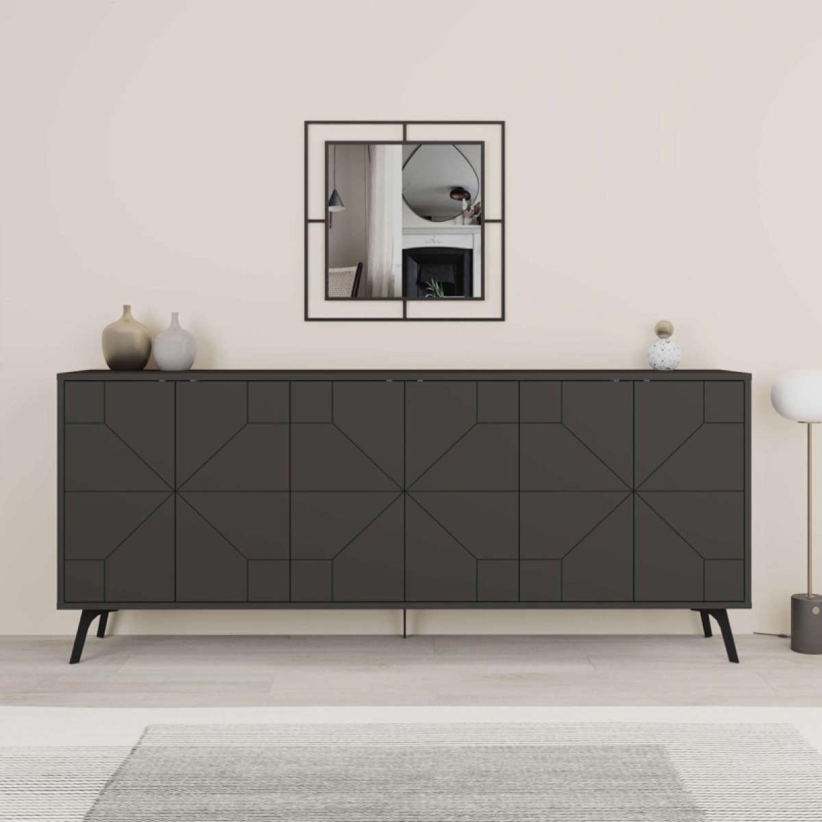 Μπουφές Dune pakoworld σε ανθρακί απόχρωση 181x35x77.4εκ Μπουφές Dune pakoworld σε ανθρακί απόχρωση 181x35x77.4εκ