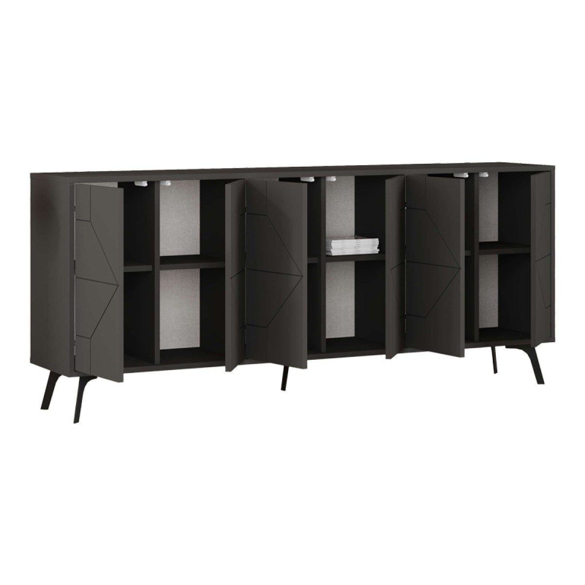Μπουφές Dune pakoworld σε ανθρακί απόχρωση 181x35x77.4εκ Μπουφές Dune pakoworld σε ανθρακί απόχρωση 181x35x77.4εκ