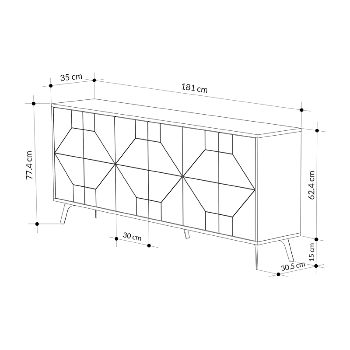 Μπουφές Dune pakoworld σε ανθρακί απόχρωση 181x35x77.4εκ Μπουφές Dune pakoworld σε ανθρακί απόχρωση 181x35x77.4εκ