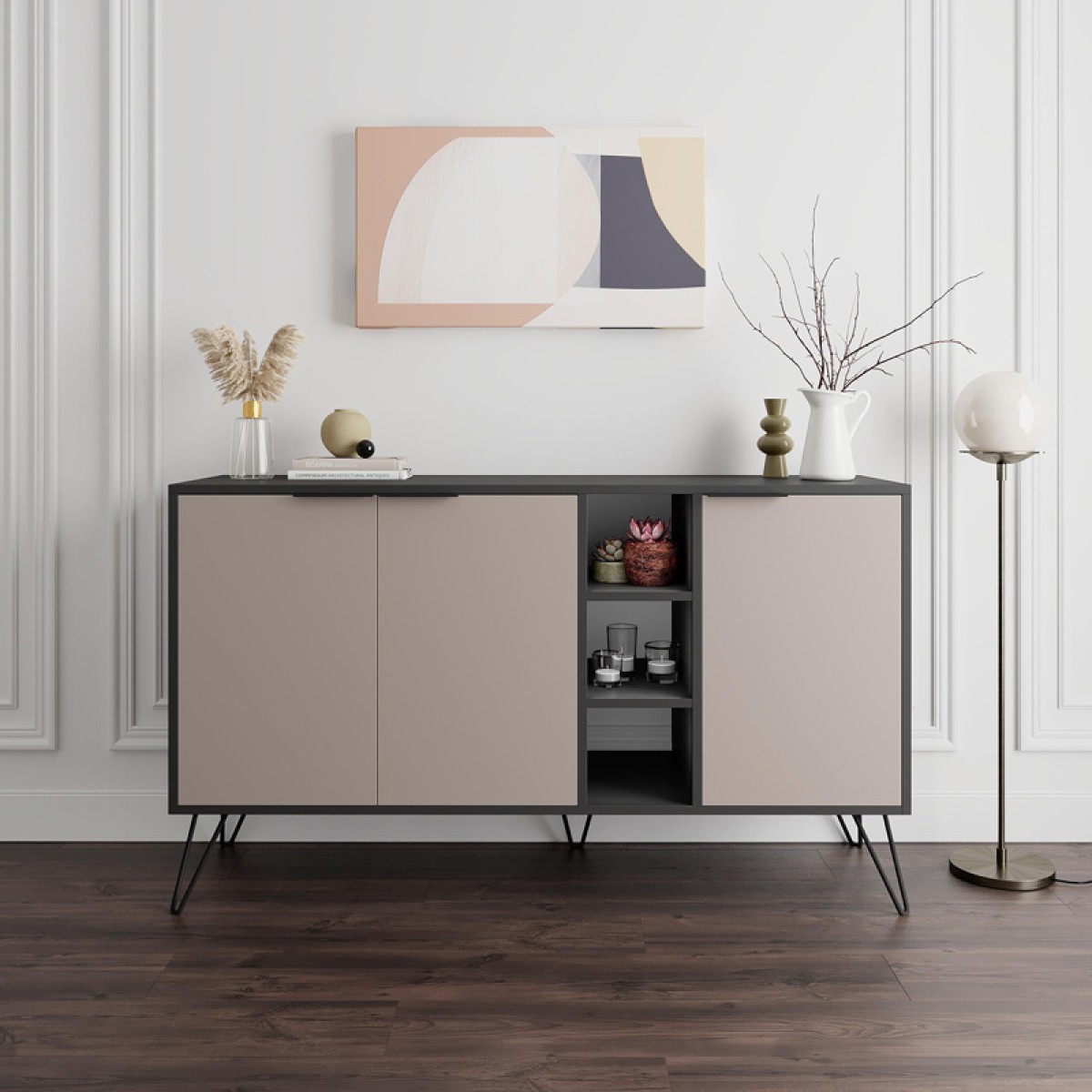 Μπουφές Clara pakoworld σε μόκα-ανθρακί απόχρωση 142x35,6x83εκ Μπουφές Clara pakoworld σε μόκα-ανθρακί απόχρωση 142x35,6x83εκ