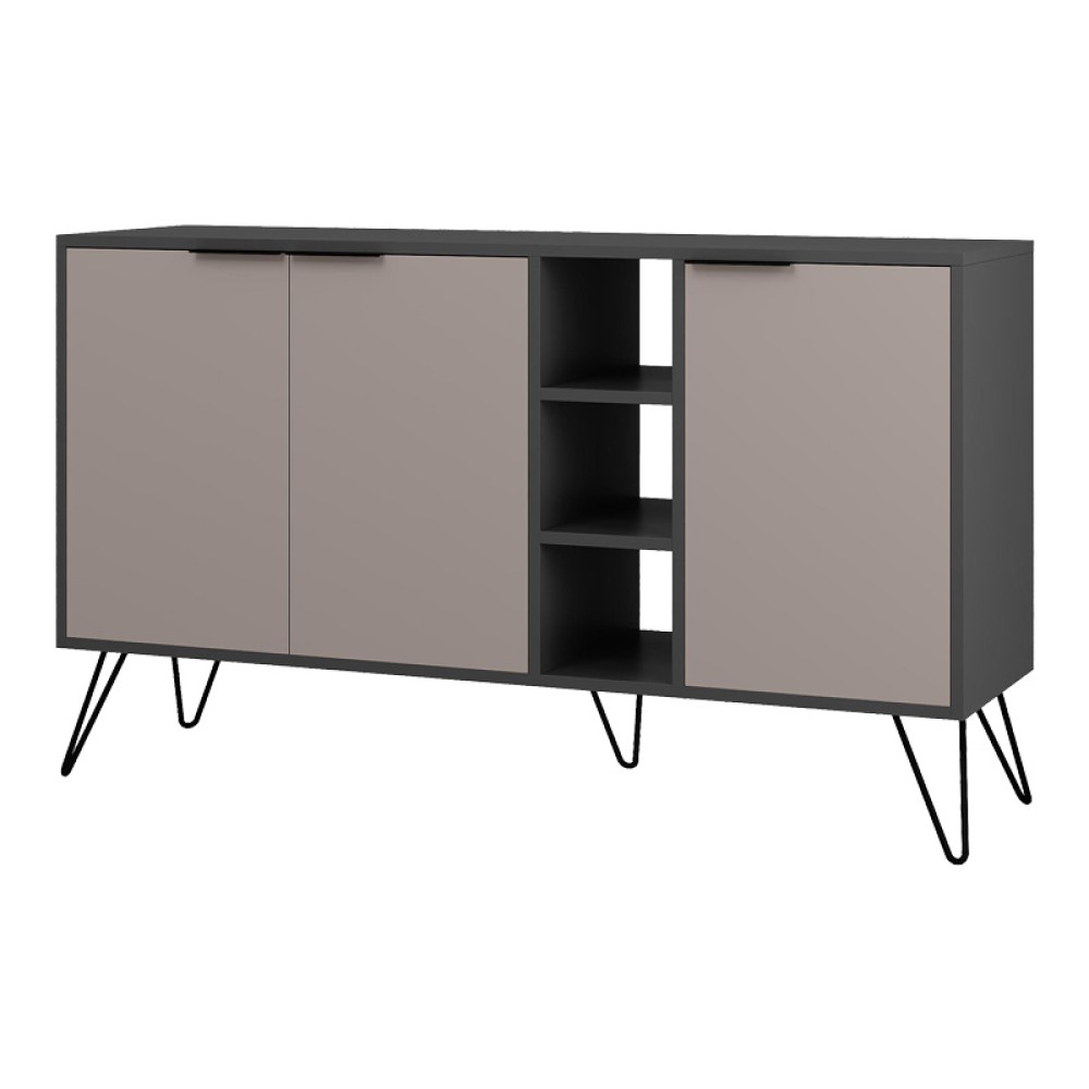 Μπουφές Clara pakoworld σε μόκα-ανθρακί απόχρωση 142x35,6x83εκ