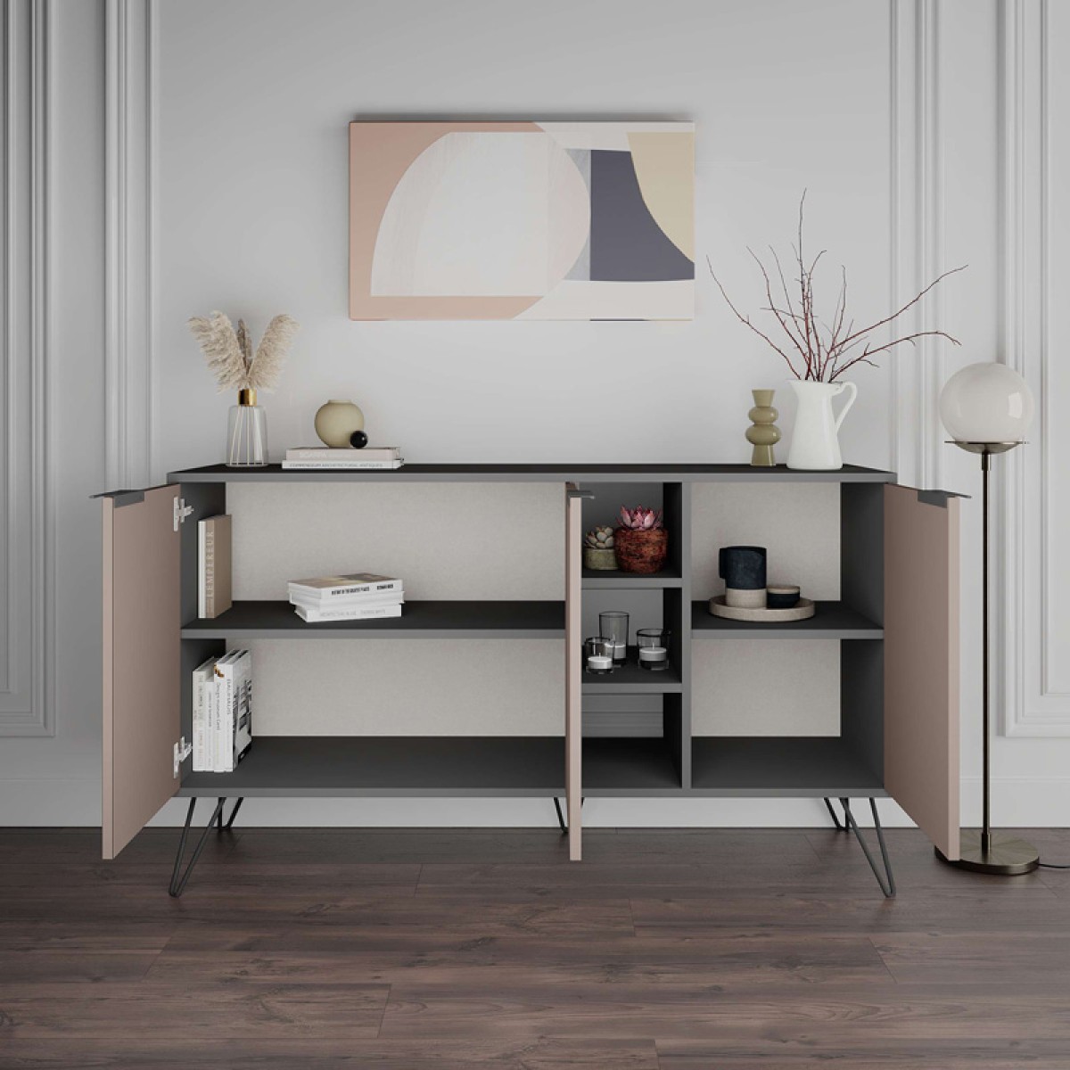 Μπουφές Clara pakoworld σε μόκα-ανθρακί απόχρωση 142x35,6x83εκ Μπουφές Clara pakoworld σε μόκα-ανθρακί απόχρωση 142x35,6x83εκ
