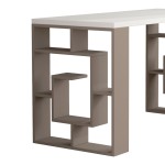 Γραφείο Labirent pakoworld χρώμα λευκό-μόκα 140x60x75εκ Γραφείο Labirent pakoworld χρώμα λευκό-μόκα 140x60x75εκ
