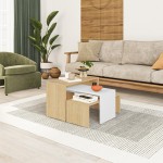 Τραπέζια σαλονιού Kantar pakoworld σετ 3τεμ σε oak-λευκή απόχρωση 65x30x39εκ Τραπέζια σαλονιού Kantar pakoworld σετ 3τεμ σε oak-λευκή απόχρωση 65x30x39εκ