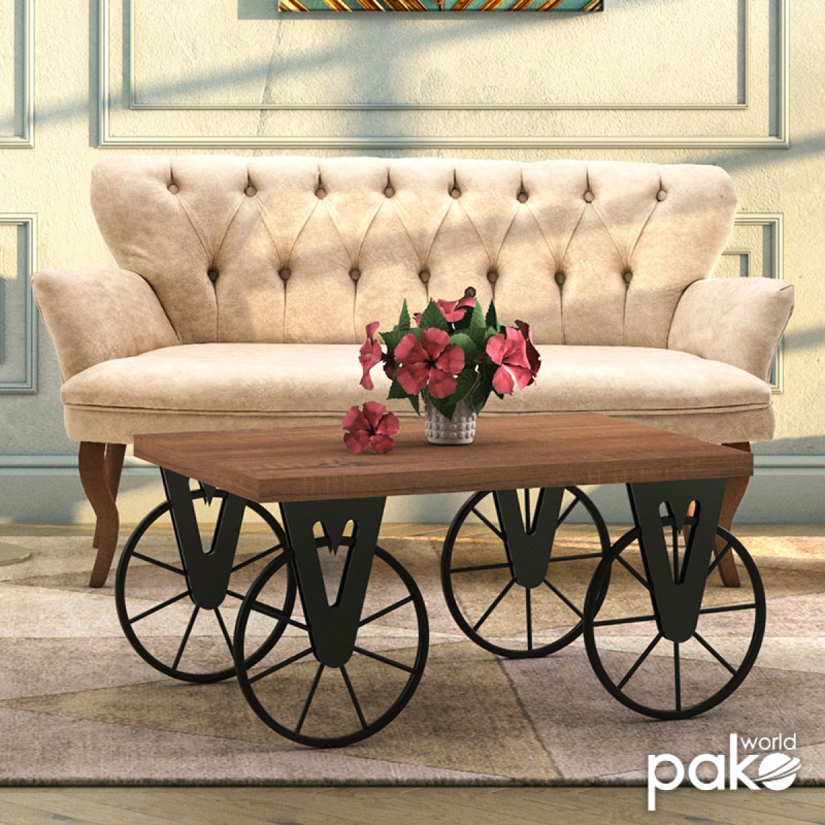 Τραπέζι σαλονιού Bike pakoworld χρώμα μαύρο-καρυδί 85x55x41εκ Τραπέζι σαλονιού Bike pakoworld χρώμα μαύρο-καρυδί 85x55x41εκ